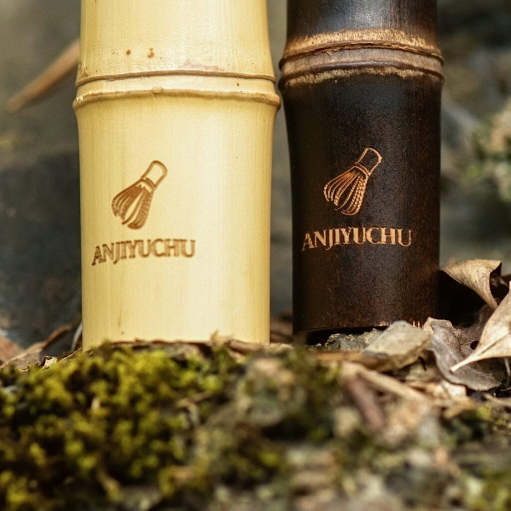 ANJIYUCHU engraved logo on bamboo chasen handle, custom logo branding for wholesale